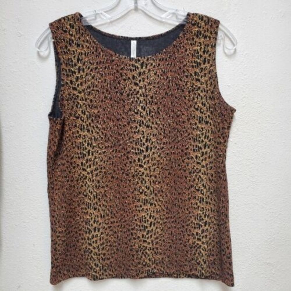 White Stag metallic animal print sleeveless top L